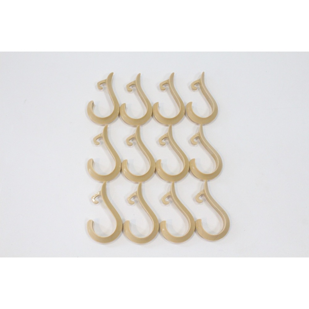 Vintage Plastic Shower Hooks Set of 12 Beige Hanging Traditional Hooks